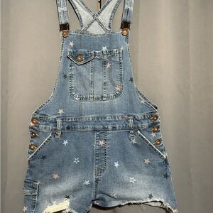 No Boundaries Blue Star-Patterned Denim Overalls